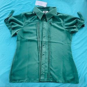 Unique Vintage Emerald Chiffon Colvin Blouse